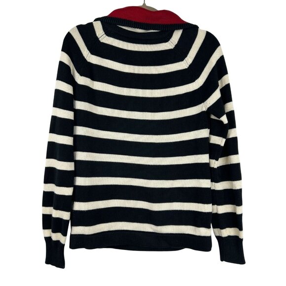 Lauren Ralph Lauren Women's Medium 1/4 Zip Striped Sweater 100% Cotton - Picture 2 of 13